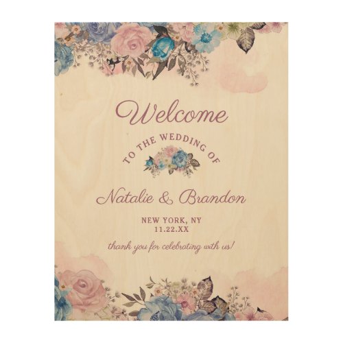 Parisian Charm Blue  Pink Wedding Welcome Sign