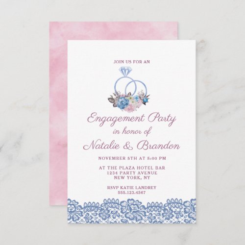 Parisian Charm Chic Wedding Rings Engagement Party Invitation