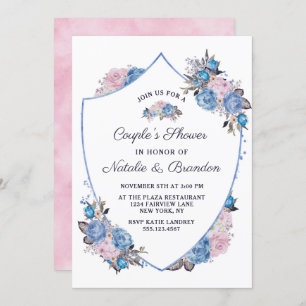 Parisian Charm Crest Frame Couple's Wedding Shower Invitation