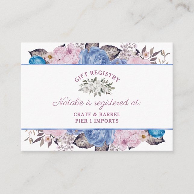 Parisian Charm Floral Bridal Shower Gift Registry Enclosure Card (Front)