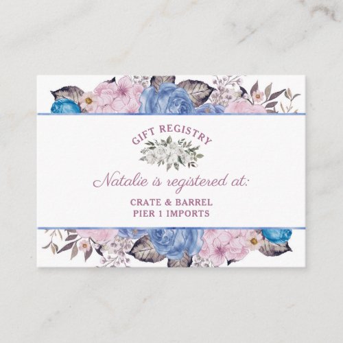 Parisian Charm Floral Bridal Shower Gift Registry Enclosure Card