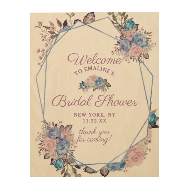 Parisian Charm Floral Bridal Shower Welcome Sign (Front)