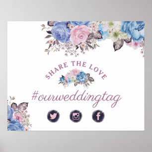 Parisian Charm Floral Share the Love Wedding Sign