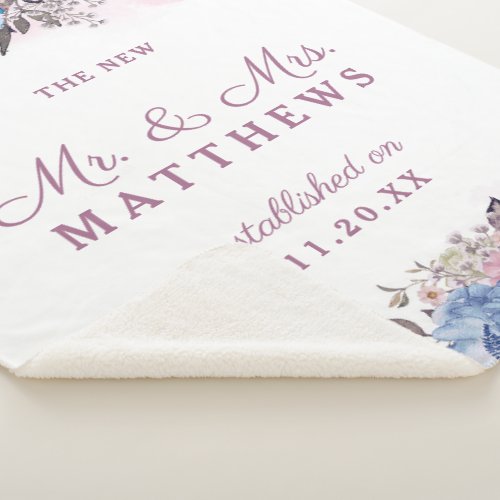 Parisian Charm Floral The New Mr  Mrs Newlyweds Sherpa Blanket