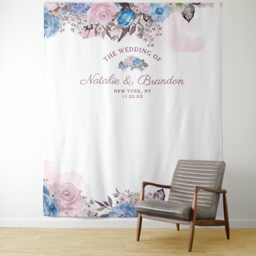 Parisian Charm Floral Wedding Photo Booth Backdrop