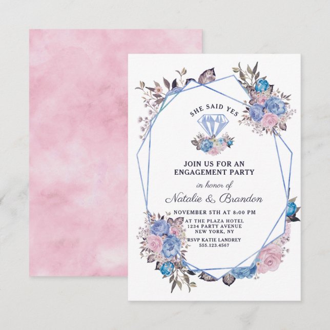 Parisian Charm Gem She Said Yes Engagement Party Invitation (Front/Back)