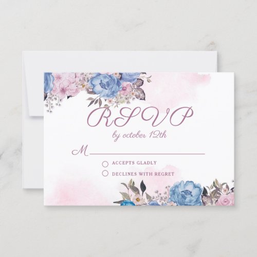 Parisian Charm Pink Floral Wedding RSVP Response