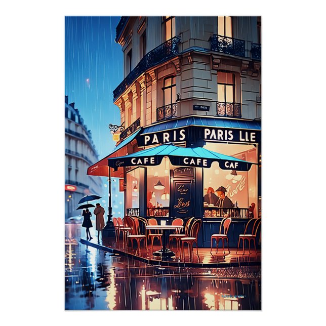 Parisian Charm: Vintage Paris Street Cafe Poster (Front)
