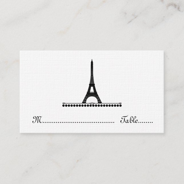 Parisian Chic Place Card, Black Card (Front)