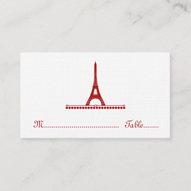Parisian Chic Place Card, Red Card (Front)