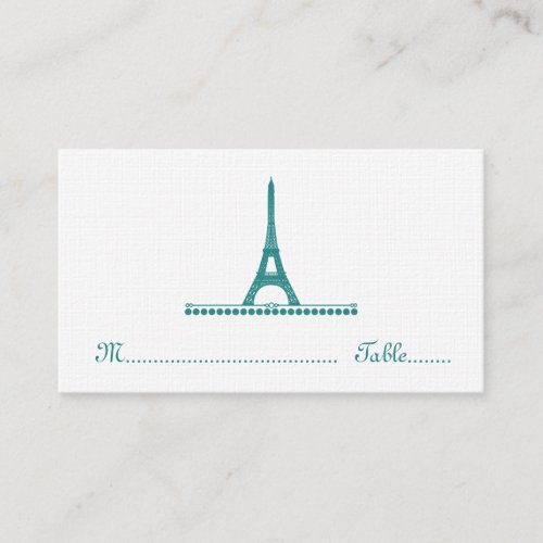 Parisian Chic Place Card, Teal Business Card Template
