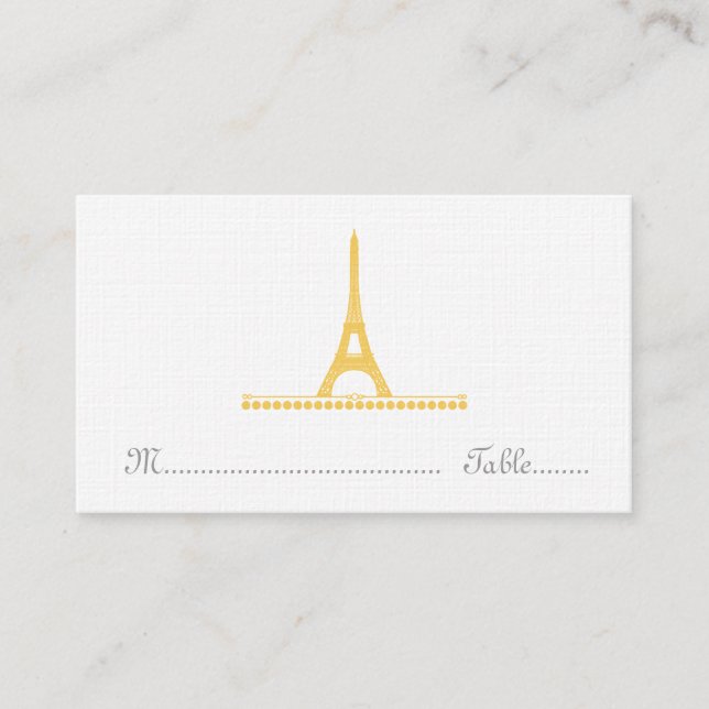 Parisian Chic Place Card, Yellow Place Card (Front)