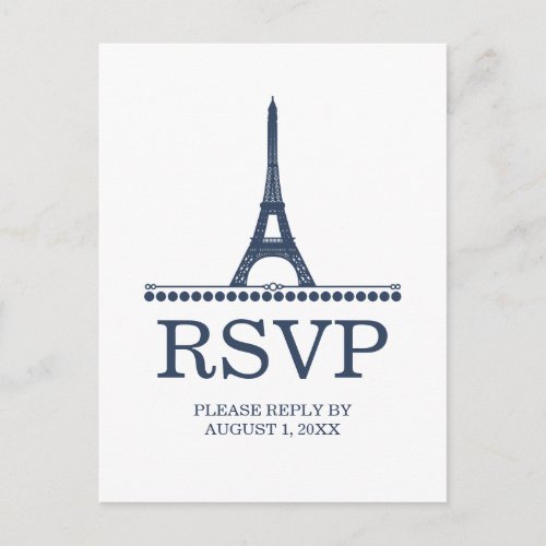 Parisian Chic RSVP Postcard Blue Invitation Postcard