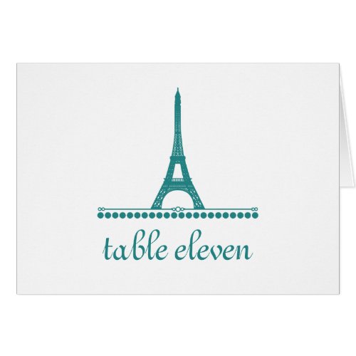 Parisian Chic Table Number Card Teal