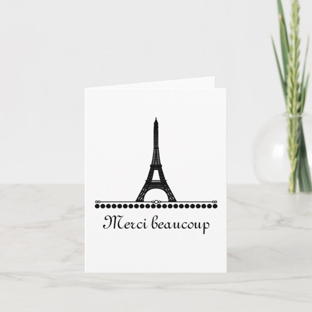 Parisian Chic Thank You Card, Black (Front)