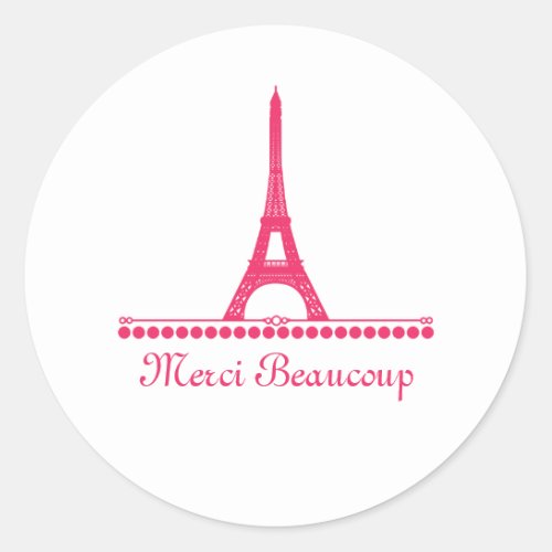 Parisian Chic Thank You Stickers Pink Classic Round Sticker