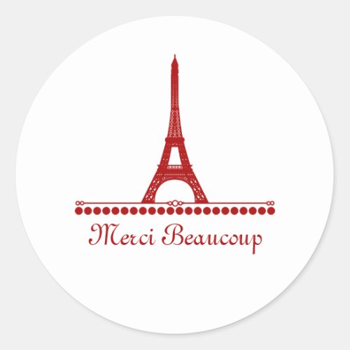 Parisian Chic Thank You Stickers Red Classic Round Sticker