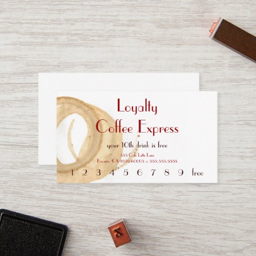 Parisian Coffee Stain Drink Punchcard Business Card Templates