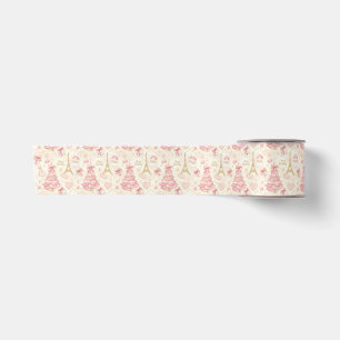 Parisian Coquette Dusty Pink Toile Christmas Satin Ribbon