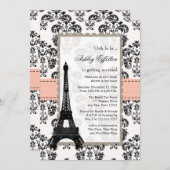 Parisian Coral Peach Bridal Shower Invitations (Front/Back)