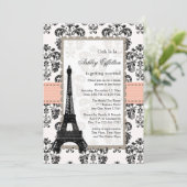 Parisian Coral Peach Bridal Shower Invitations (Standing Front)