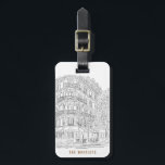 Parisian Corner Customizable Luggage Tag<br><div class="desc">This beautifully illustrated luggage bag tag features a hand-drawn image of an iconic street corner in Paris. The perfect gift for the world traveler.</div>