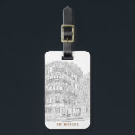 Parisian Corner Customizable Luggage Tag<br><div class="desc">This beautifully illustrated luggage bag tag features a hand-drawn image of an iconic street corner in Paris. The perfect gift for the world traveler.</div>