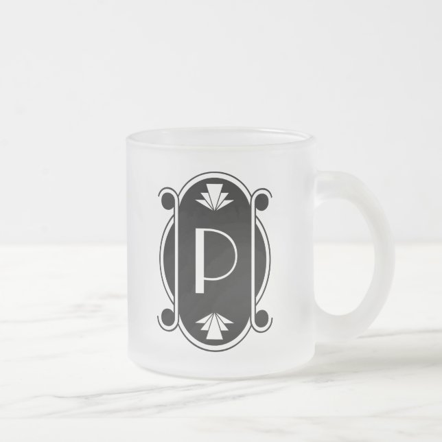 Parisian Deco  Wedding Monogrammed Frosted Glass Coffee Mug (Right)