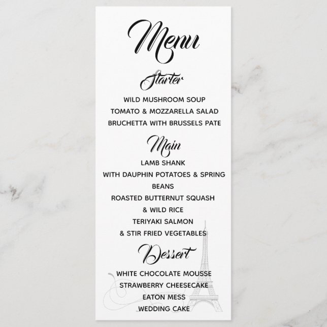 Parisian Doodles Menu (Front)