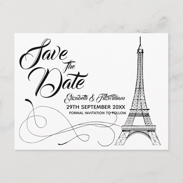 Parisian Doodles Save the Date Postcard (Front)