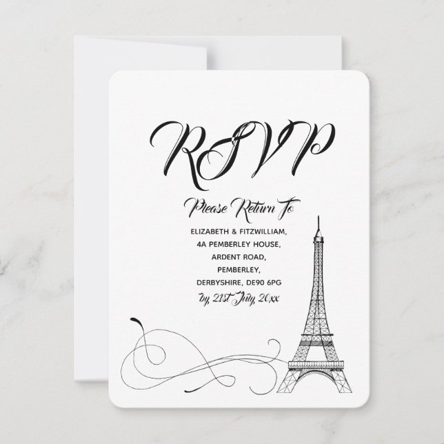 Parisian Doodles Wedding RSVP Card (Front)