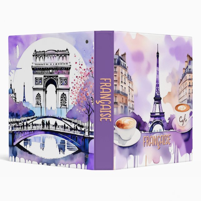 Parisian Dreamscape – Eiffel Tower Café Art 3 Ring Binder (Background)