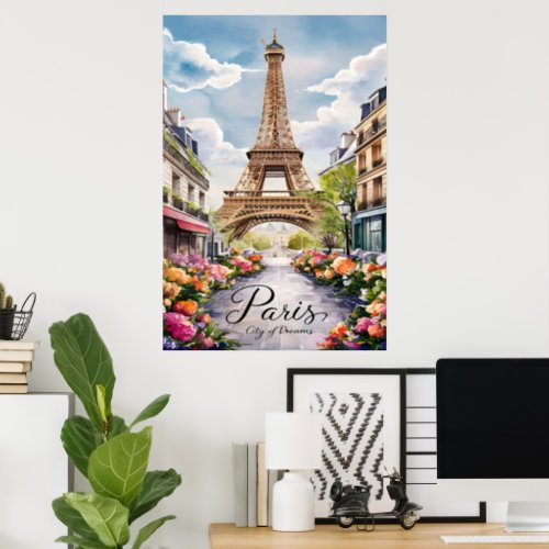 Parisian Dreamscape With Eiffel Tower Poster