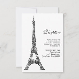 Parisian Eiffel Tower Black & White Reception Card