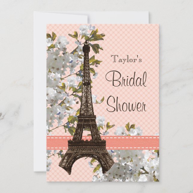 Parisian Eiffel Tower Bridal Shower Invitations (Front)