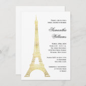 Parisian Eiffel Tower Gold Bridal Shower Invitation (Front/Back)