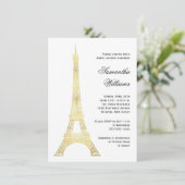 Parisian Eiffel Tower Gold Bridal Shower Invitation (Standing Front)