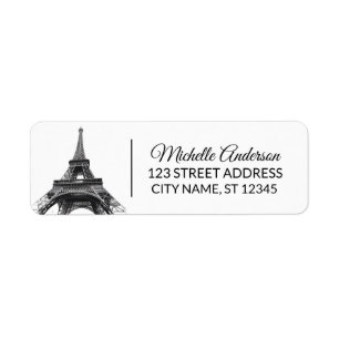 Parisian Eiffel Tower Paris French Return Address Label