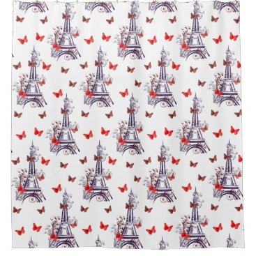 Parisian Eiffel Tower Purple Chic Shower Curtain
