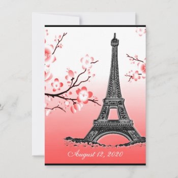 Parisian Eiffel Tower Red Wedding Invitations by natureprints at Zazzle