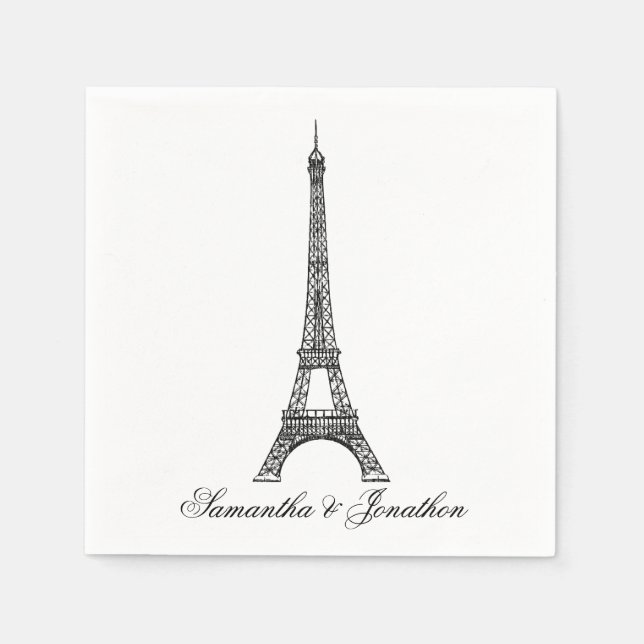 Parisian Eiffel Tower Wedding Custom Napkins (Front)