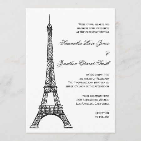 Parisian Eiffel Tower Wedding Invitation