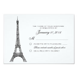 Eiffel Tower Wedding Invitations Announcements Zazzle Parisian Eiffel Tower Wedding Rsvp Custom Card