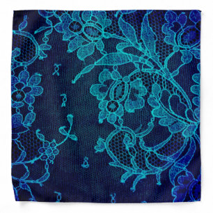 Parisian Feminine Victorian Gothic Navy Blue Lace Bandana