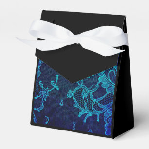 Parisian Feminine Victorian Gothic Navy Blue Lace Favor Boxes