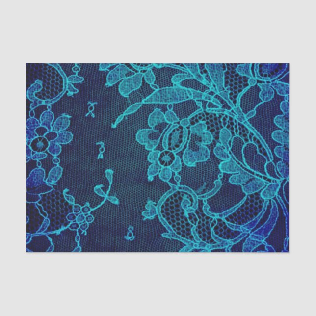 Parisian Feminine Victorian Gothic Navy Blue Lace Tissue Paper (Front)