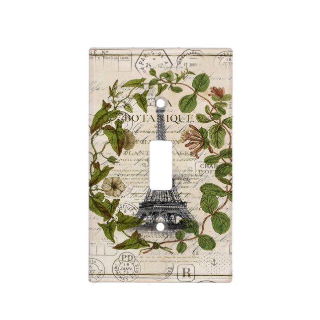 parisian french botanical art paris eiffel tower light switch cover (Front)