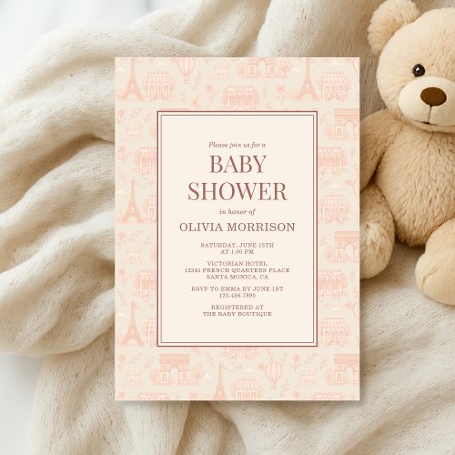French Toile baby shower invitation