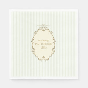 Parisian French Patisserie Vintage Party Green  Napkins
