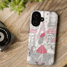 Parisian Girl  – Cute Eiffel Tower & Café Street 